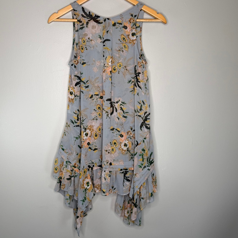 Maeve Anthropologie Size XS Floral Ruffle Asymmetric Hem Sleeveless Blouse Top - Picture 2 of 9